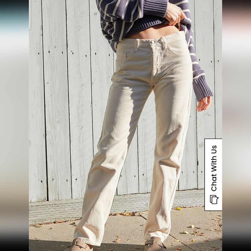 PacSun Cream High Waisted 90s Boyfriend Soft Corduroy Jeans. 25